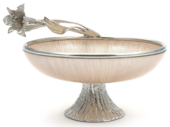 Чаша сервировочная Rhyton Lilium 3230460 жемчужно-белое стекло серебро 20×23 см 