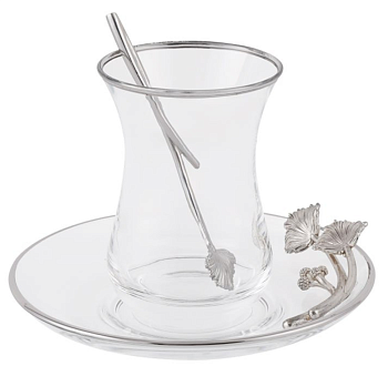 Стакан с блюдцем Rhyton Rina 3230221 серебро 13×10 см 