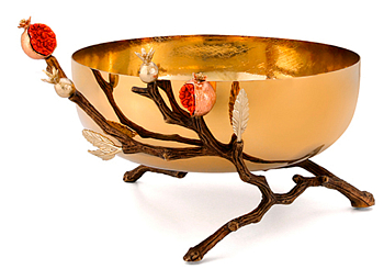 Чаша сервировочная Rhyton Pomegranate 3210856 размеры испр коричневый, золотой 30×17 см 