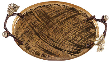 Поднос Rhyton Oak 3210476 коричневый, золотой 36×8 см 