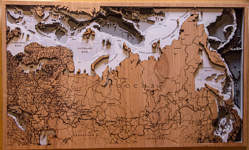 Панно Woodenmap Карта России бежевый многослойные серый 60×40 см 