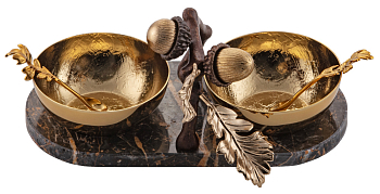 Менажница Rhyton Oak 3050107 с ложечкой коричневый, золотой 18×14 см 