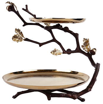 Поднос двухъярусный Rhyton Oak 3210280 коричневый, золотой 33×35 см 