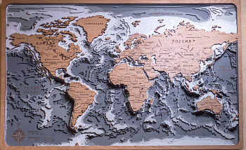 Панно Woodenmap Карта мира 2 многослойные серый 90×60 см 