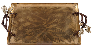 Поднос Rhyton Oak 3210372 коричневый, золотой 43×9 см 