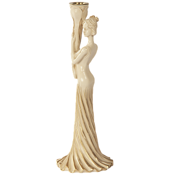 Подсвечник Bogacho 22507 Скульптура Веста Айвори 8×30 см 