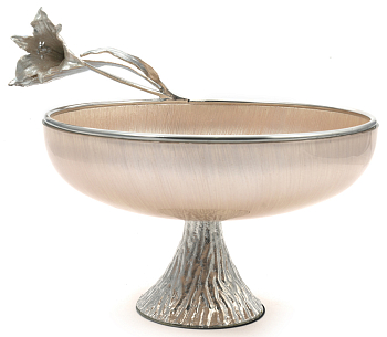Чаша сервировочная Rhyton Lilium 3230458 жемчужно-белое стекло серебро 30×35 см 