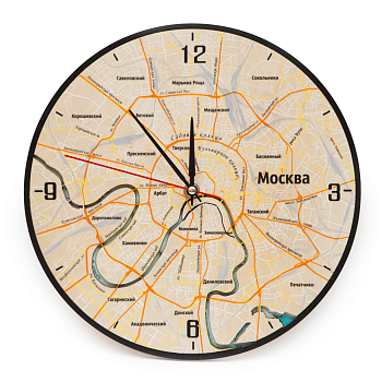 Часы настенные Woodenmap  Москва №2 бежевый   