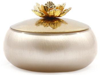 Чаша с крышкой Rhyton Mehr 3230484 жемчужно-белое стекло золотой 13×10 см 