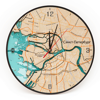 Часы настенные Woodenmap  Санкт-Петербург бежевый  двухслойные 