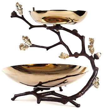 Поднос двухъярусный Rhyton Oak 3210321 коричневый, золотой 35×36 см 