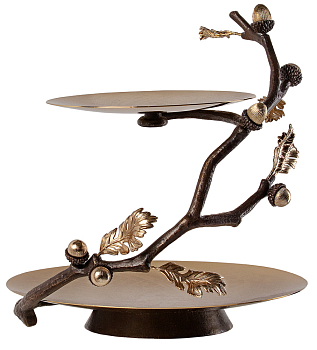 Поднос двухъярусный Rhyton Oak 3210138 коричневый, золотой 31×34 см 