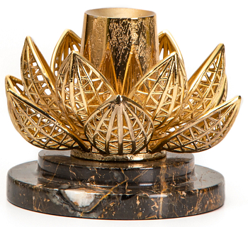 Подсвечник Rhyton Lotus 3030006 коричневый, золотой 12×9 см 