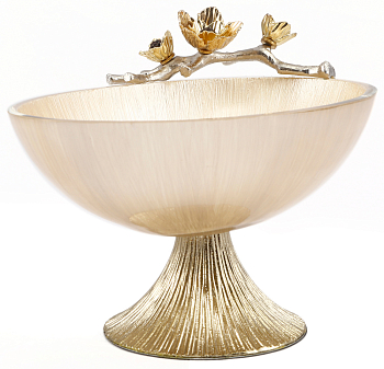 Чаша сервировочная Rhyton Mehr 3230505 жемчужно-белое стекло золотой 22×16 см 